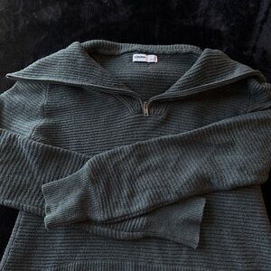 sonoma dark grey knotted half zip up sweater